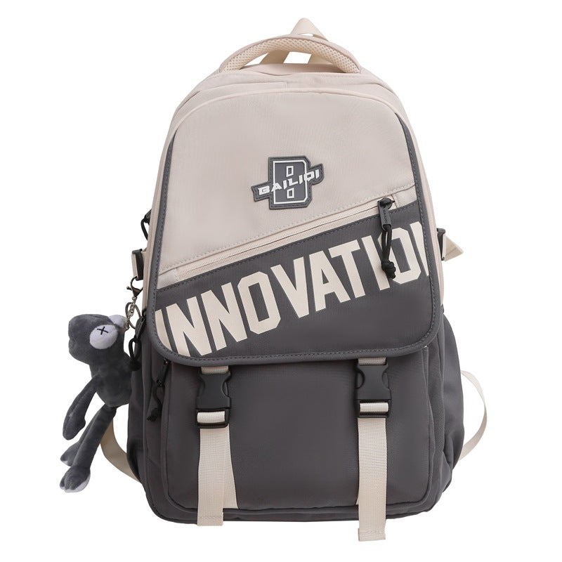 New large-capacity schoolbag, high school student fashion trend backpack, computer bag, strong and durable backpack.