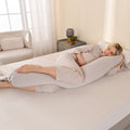 Pregnancy pillow - lumbar support, side sleeper, abdominal support, long body pillow - pregnancy side sleeping pillow with granular filling