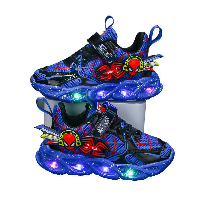 Spider-man kids' light-up shoes - spring/autumn  new collection - boys' waterproof leather sneakers with led lights
