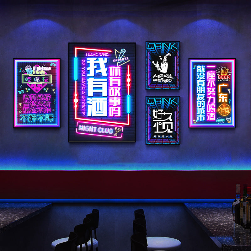 Bar luminous hanging painting neon LED ambient light painting KTV box private room dining bar tavern clear bar decorative painting