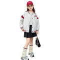 Girls' baseball jacket -  spring/autumn new collection - stylish and versatile crew neck jacket for mid-to-large children - autumn apparel