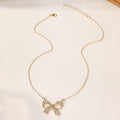 necklace wholesale new jewelry diamond-encrusted alloy pendant niche high-end accessible luxury bow necklace accessories