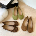 summer new round toe low-cut versatile bow single shoes cross-border leopard print plus size flat single shoes women's wholesale