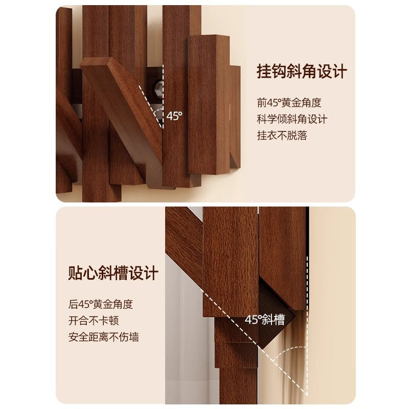 Solid wood piano key hanging hanger, entrance wall hanging, no punching, strong and durable storage, hanging bag, coat rack
