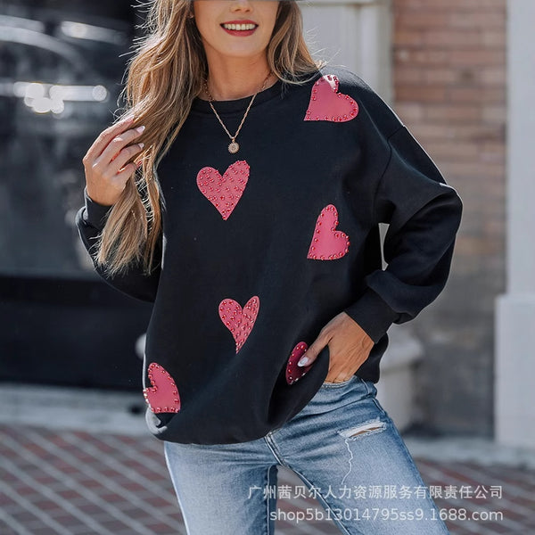 MSB0018 Foreign trade 2024 women's clothing love ironing diamond decorative sweater