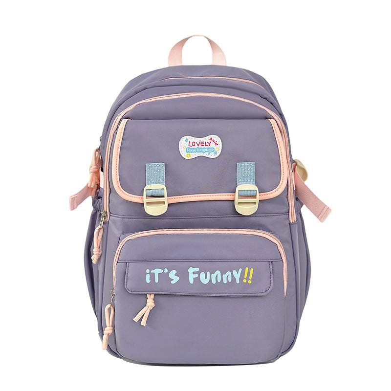New college style backpack casual simple large capacity schoolbag fashion trend backpack cute junior high school schoolbag