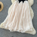 summer women's fashion: unique, high-end color block sleeveless mesh dress with cinched waist - french style maxi dress