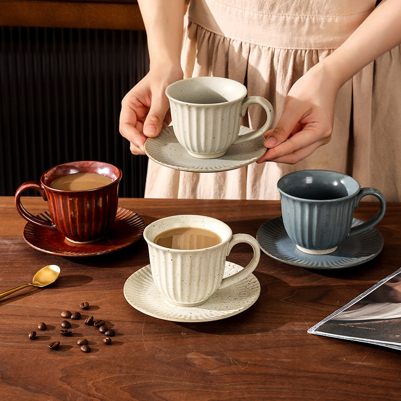 Japanese retro creative stoneware coffee ceramic mug - hand brew, vintage style, milk coffee, afternoon tea, office tea cup