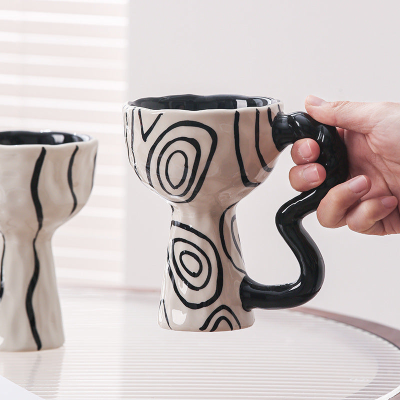 Creative niche handmade mugs, goblets, vintage ceramic coffee cups, ice cream cups, afternoon tea cups - gift box set