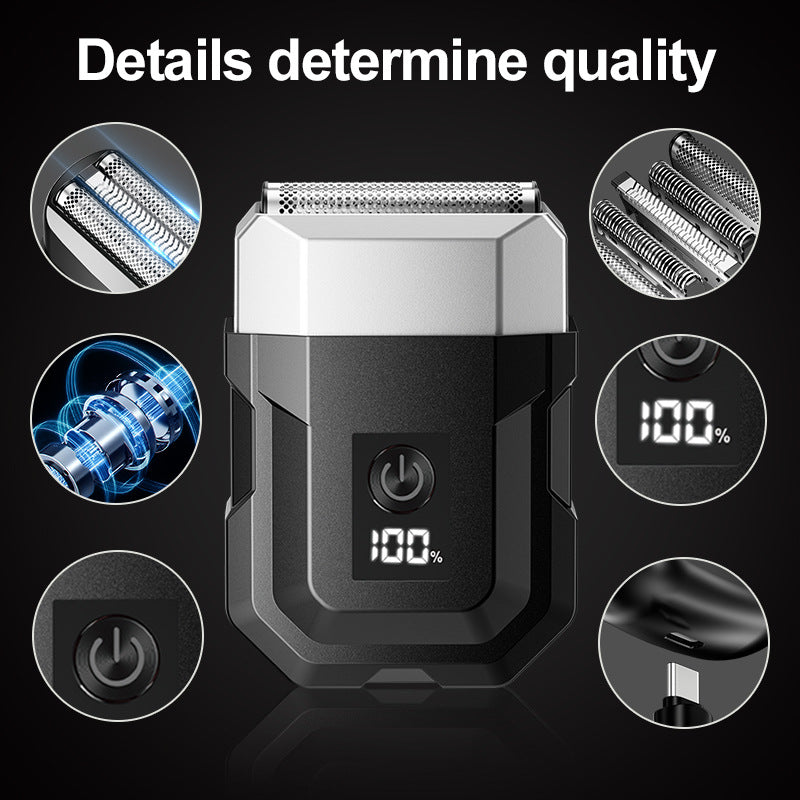 New triple-blade reciprocating shaver - portable, waterproof, men's beard trimmer, car electric razor
