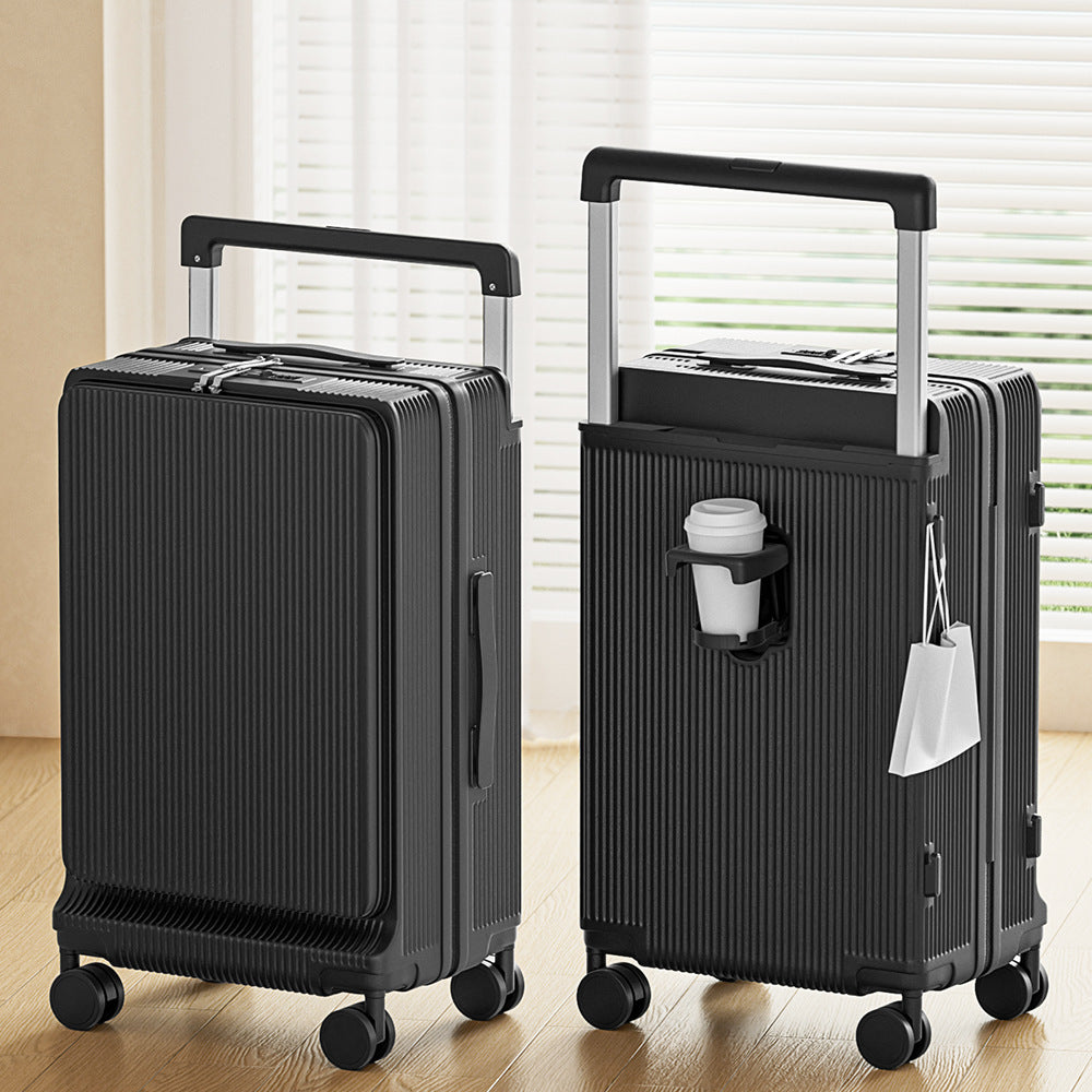 Side open cover full pass large capacity suitcase 26 inch anti-drop wide tie rod PC suitcase silent universal wheel trolley case