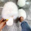 2024fall and winter imitation fox fur k-style baotouflats slippers popular same style outwear fur half slippers for women wholesale