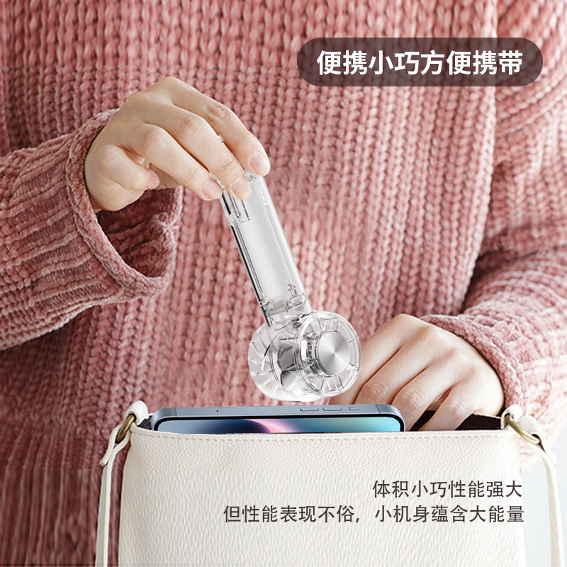 2026 cross-border japanese & korean transparent cooling handheld fan - portable outdoor hiking clip-on turbine mini pocket fan