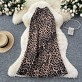 Classyelegant leopard print printingsatin skirt women's summerfrencheasiest for matchsilmslimming look mid-length mermaid dress
