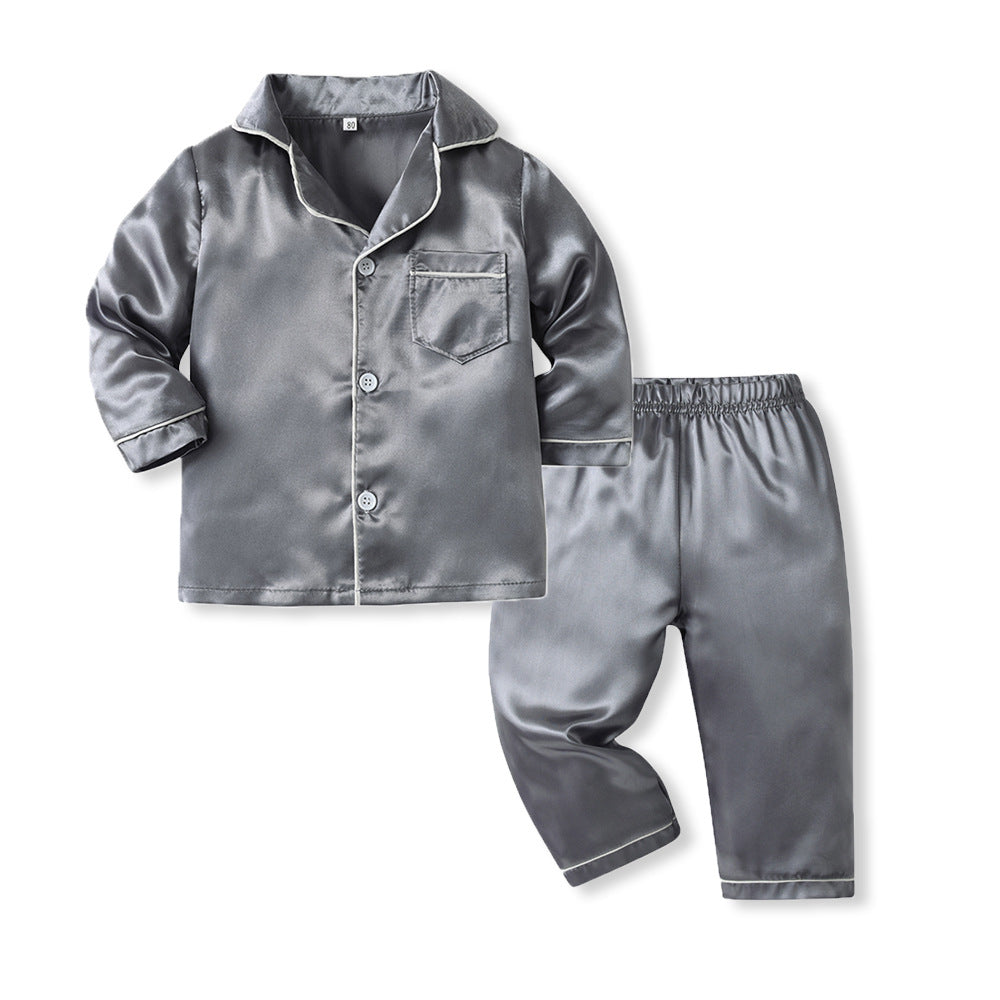 Kids' pajamas - autumn lightweight long sleeve new style - boys' and girls' air conditioning suit - imitation ice silk children's loungewear set