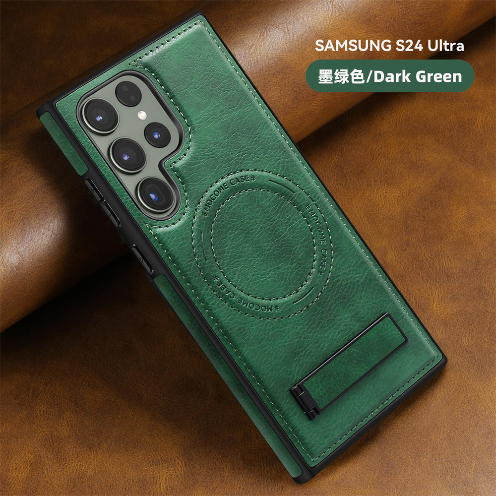 Crystal shield leather case for samsung s25 edge premium leather magnetic phone case s24ultra invisible stand