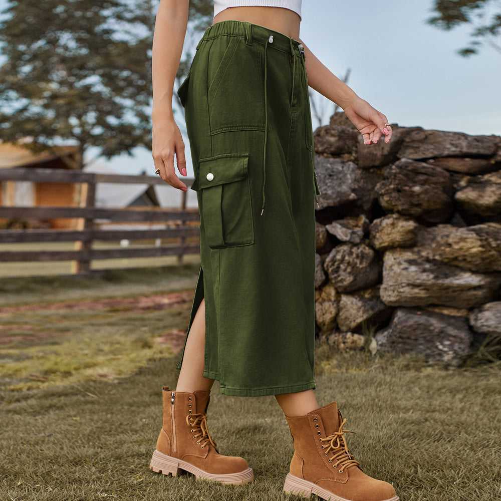 Fashion cross-border foreign trade women's summer new style  independent station washed lace-up workwear denim skirt skirt