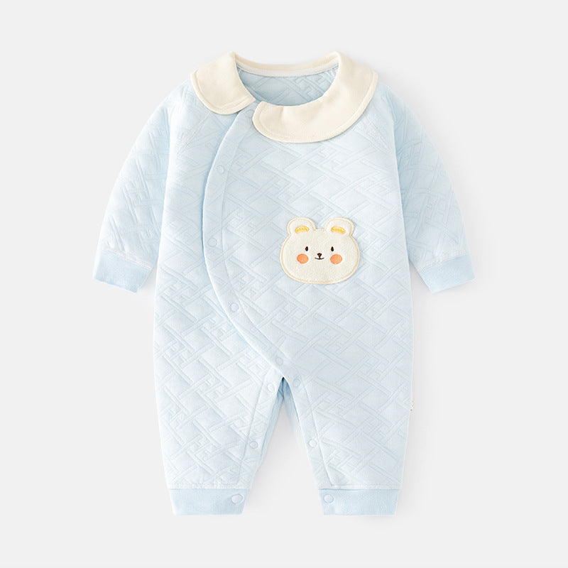 Babibele baby heattech onesie baby fall and winter boneless haki type a baby snap button door-to-door romper pajamas