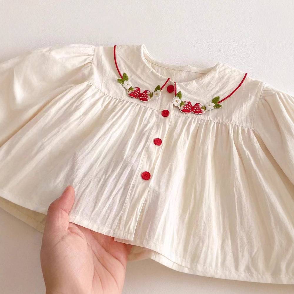 Girls' chic blouse - new  spring/autumn collection - korean style strawberry top - versatile blouse - sweet and stylish