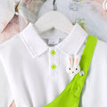 24 new cross-border children's clothing: european and american style girls' outfit - short-sleeve shirt with cute bunny suspender skirt two-piece set