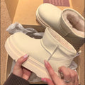Bread snow boots for women winter2026new arrivalfleece-linedthickened leather short boots thick sole cotton boots waterproof cotton shoes