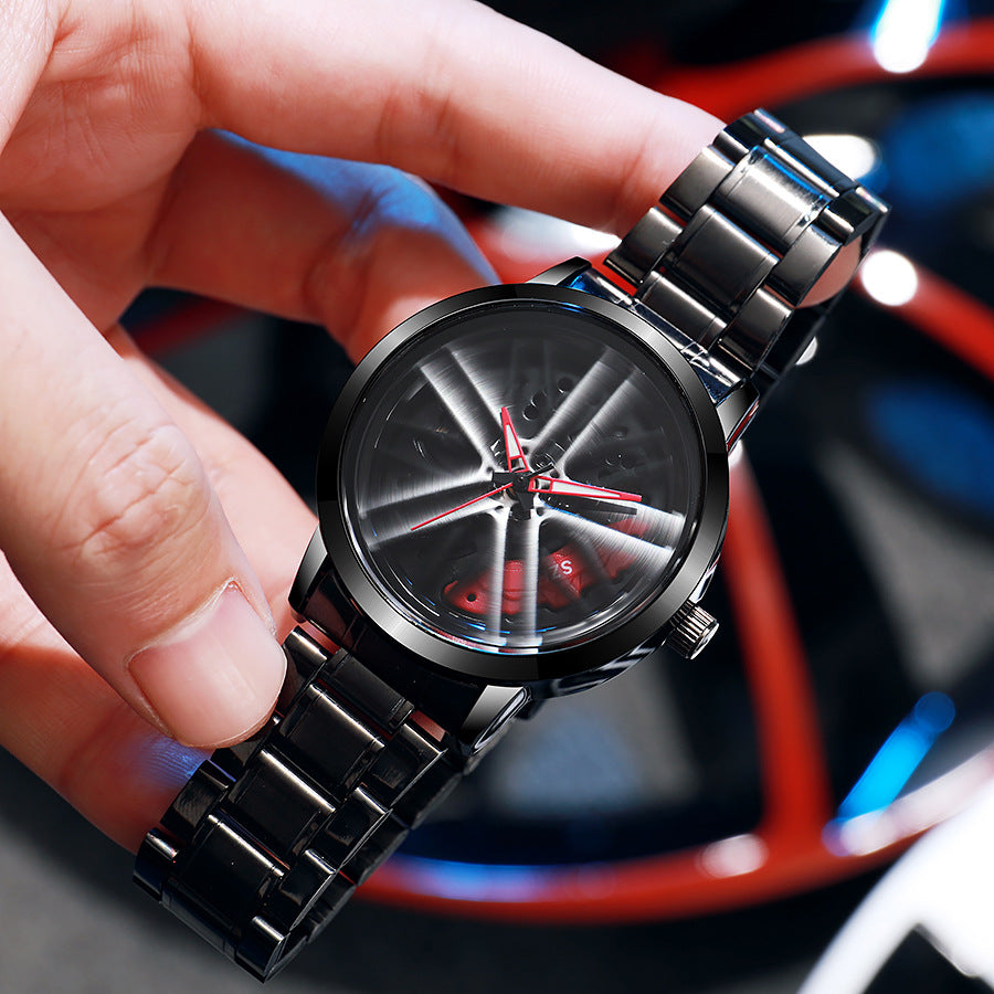 2025 new sports car wheel rotating watch - men's quartz watch with stylish car wheel design