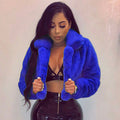 S391021 european and american autumn/winter oversized faux fur cardigan jacket