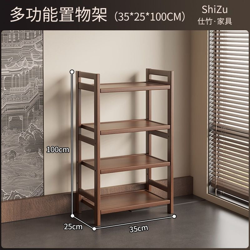 Solid wood chinoiserie tea set storage rack tea ornaments display rack tea cabinet small tea room storage cabinet