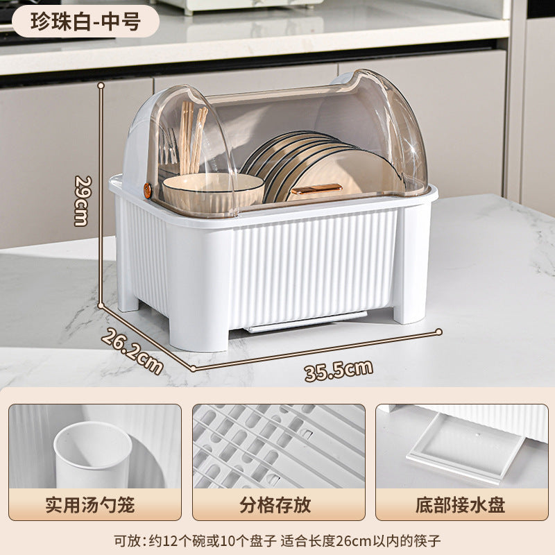 Golden Cat Kitchen Drain Cupboard with Lid Bowl Box Dishes Plates Chopsticks Cutlery Household Shelves Storage Box