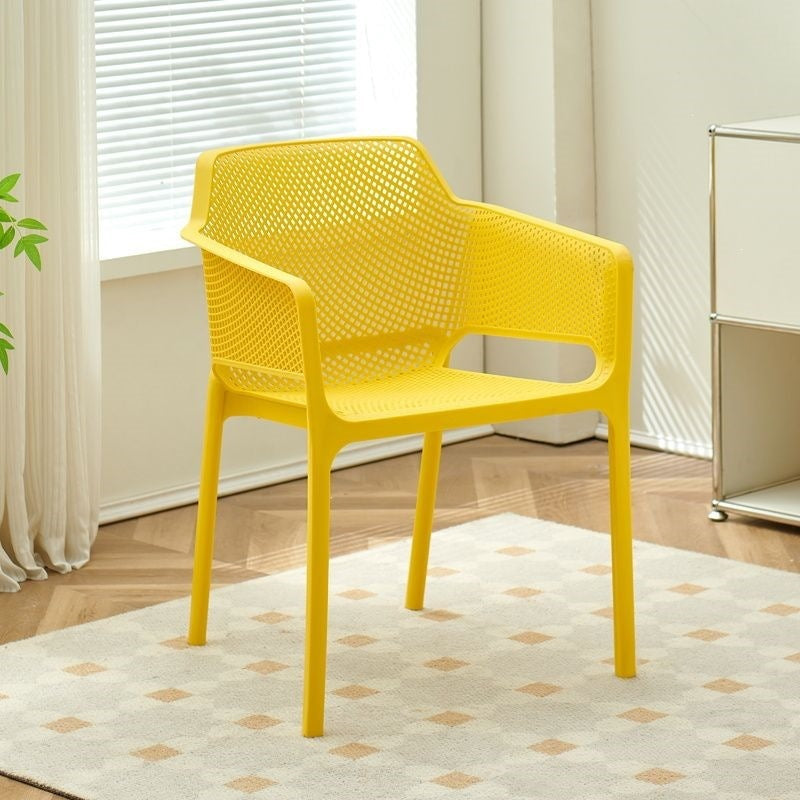 Plastic chair scandinavian dining chair for homethickenedcasual armrest courtyard outdoor backrest chair stool cut out dining table and chairs