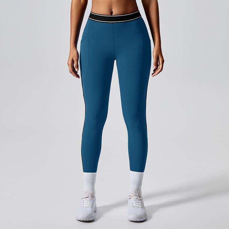 summerhigh waist yoga pants for women anti-curling elastic sports leggings outdoor sports fitness nine-point pants