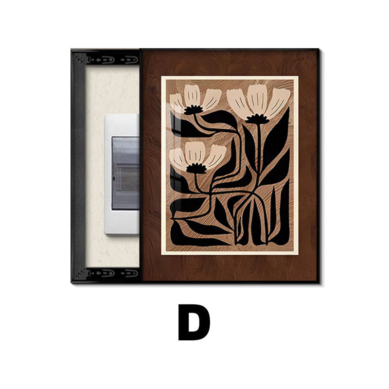 Medieval style meter box decorative painting 2024 new strong and weak distribution box switch box blocking hanging painting vertical free punching