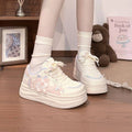 Simple pink women's shoes cute kitten white shoes women  spring and autumn new cartoon student thick solek-style sneakers