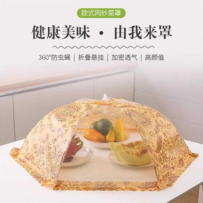 New foldable food cover for home use - multi-purpose tabletop lid for leftovers, multi-layer design, mosquito and fly protection