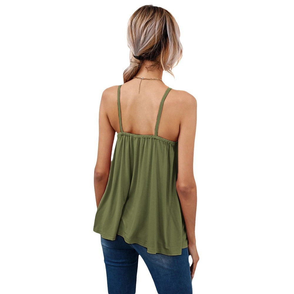 in stock fashionsexy vest style t-shirt v-neck sleeveless backless suspender easiest for matchtops for women