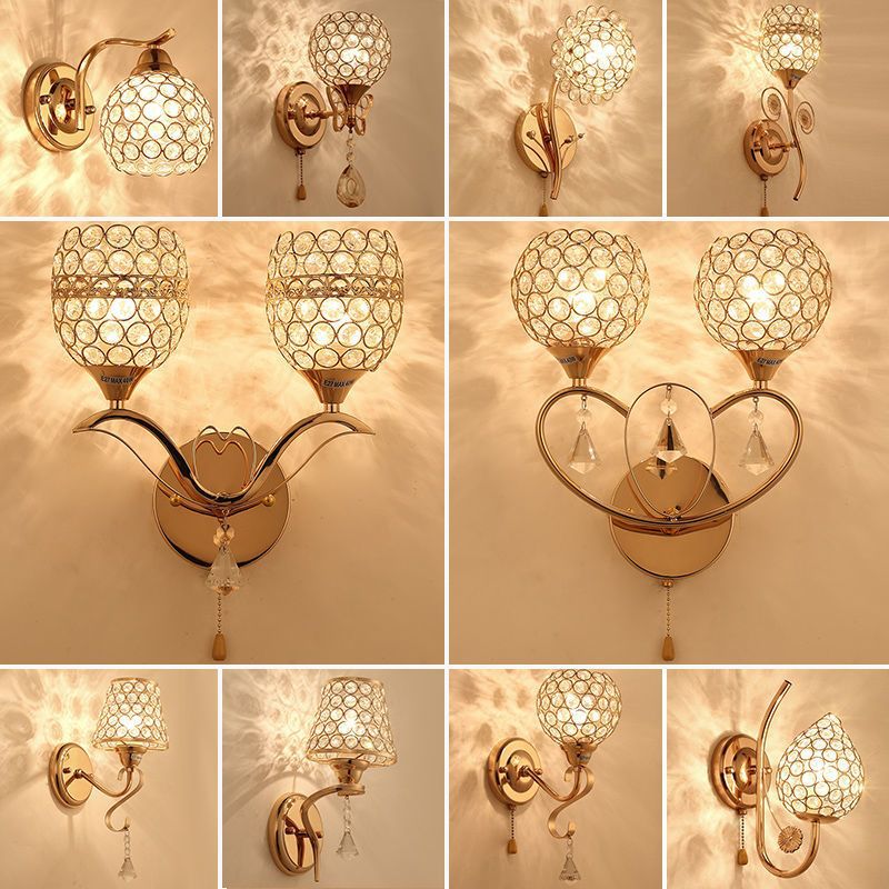 Nordic wall lamp bedroom bedside lamp postmodern crystal creative aisle lamp corridor staircase living room background wall lamp