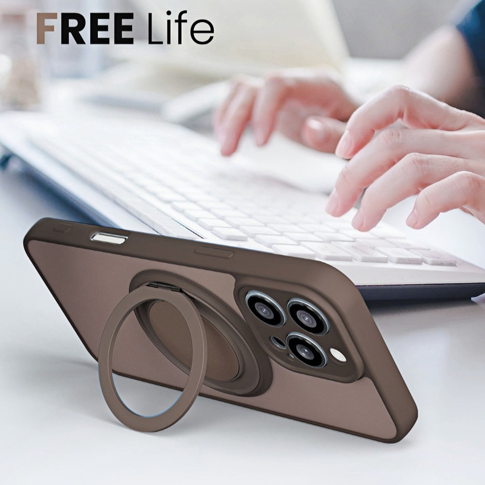 Iphone 17 phone case - new skin-feel matte finish with 360° magnetic stand, universal fit for apple 16 pro max