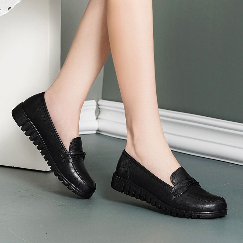 【100% soft leather】comfortable leather shoes for women - soft upper & sole, anti-slip, flat shoes for seniors & middle-aged women