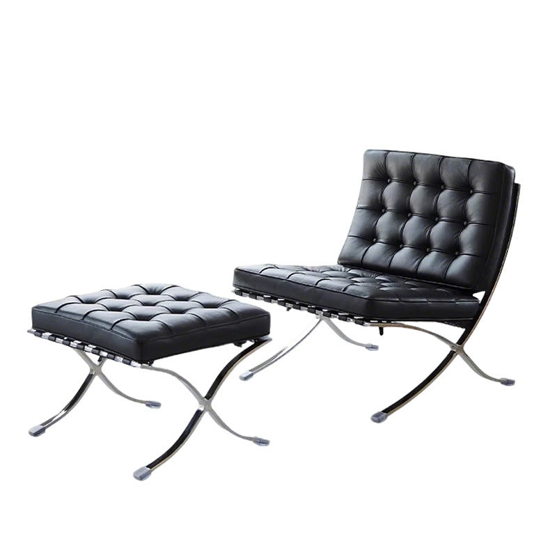 Barcelona single sofa chair italian retro casual chair italian casual lazy stainless steel leather sofa chair