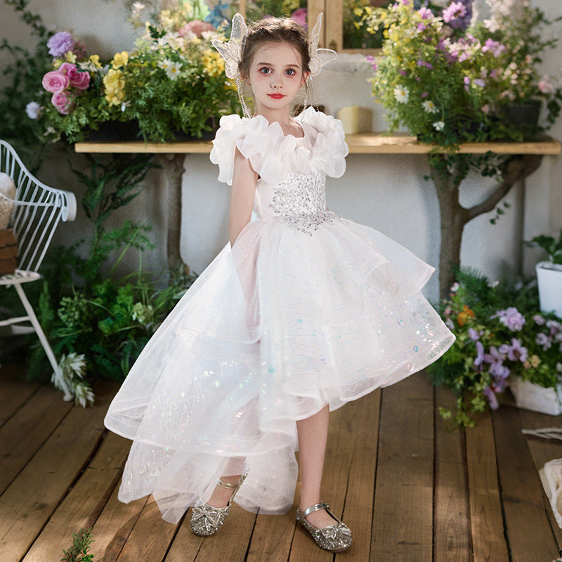 Girls' formal dresses flower girl wedding dresses train gowns birthday piano recital runway stunning dresses children's princess dresses