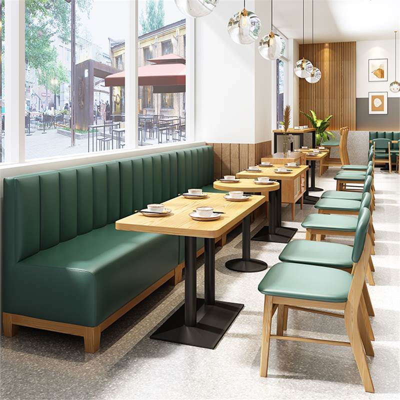 Coffee Western Restaurant Storage Card Sofa Catering Hotel Dessert Milk Tea Shop Restaurant Solid Wood Table and Chair Combination