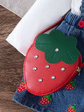 new autumn cross-border baby & toddler flutter sleeve printed top + embroidered denim suspender skirt with bag 3-piece set