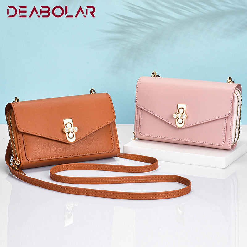 Mobile phone bag new mini messenger small bag Japan and Korea fashion shoulder bag messenger bag double zipper wallet women