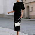 cross-border european and american women's clothing: new summer dresses - fashionable, solid color, slim-fit work dresses for the modern professional