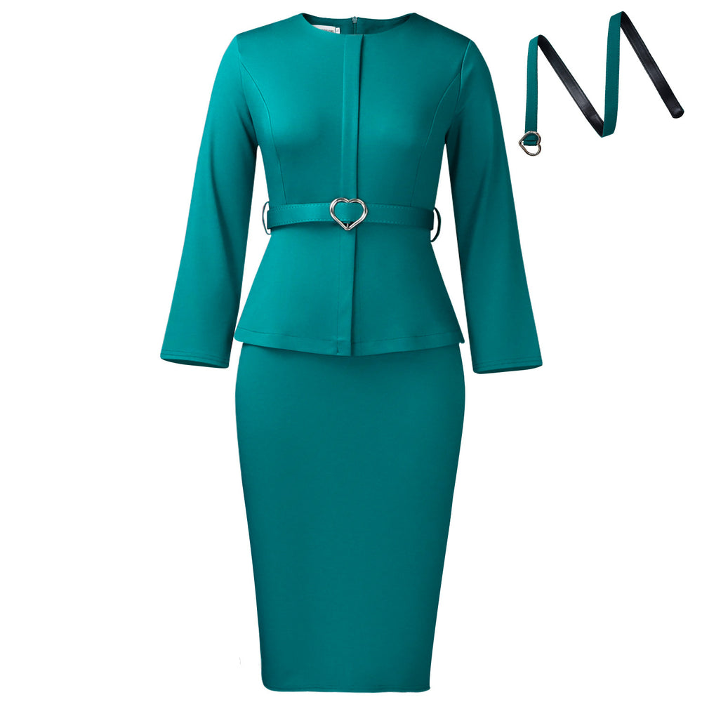 D599  foreign trade women's clothing  new fashion round neck elegant slim-fit ol pencil skirt african dress