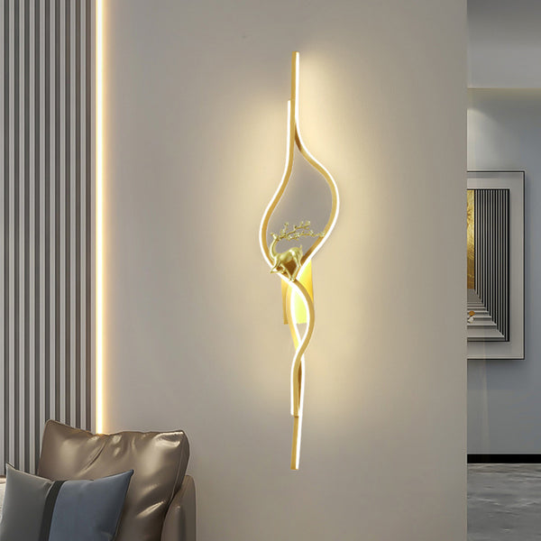 Minimalist modern Nordic strip wall lamp, bedroom living room grid sofa background light, light luxury background wall art