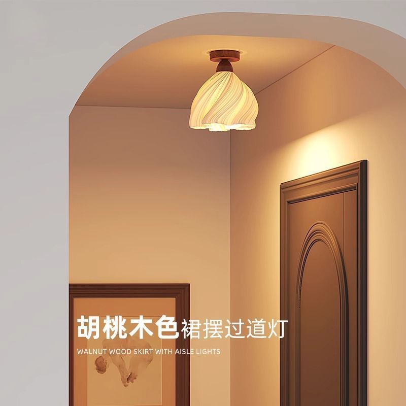 Walnut French cream skirt entrance porch corridor aisle light eye protection balcony ceiling light medieval romantic light