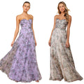 C7751 cross-border  new women's tube top fishbone floral pleated long evening dress fairy chiffon long skirt