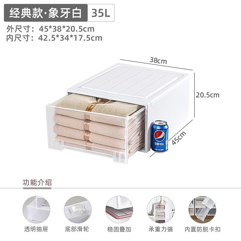 Younai transparent storage cabinet plastic finishing box wardrobe snack storage box clothes clothing drawer storage box