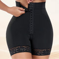 Wholesale tummy control butt lifter shaper panties with three hooks, bottom zipper, high-waisted, and tie closure
